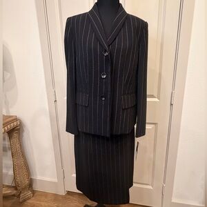 Sophisticated Black Pinstripe Kasper Suit
